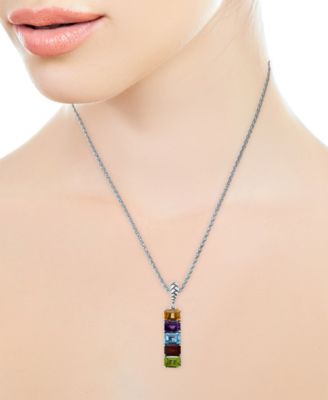 EFFY&reg; Multi-Gemstone (5-3/4 ct.-t.w.) 18" Pendant Necklace in Sterling Silver