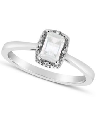 Gemstone and Diamond Accent Ring in Sterling Silver