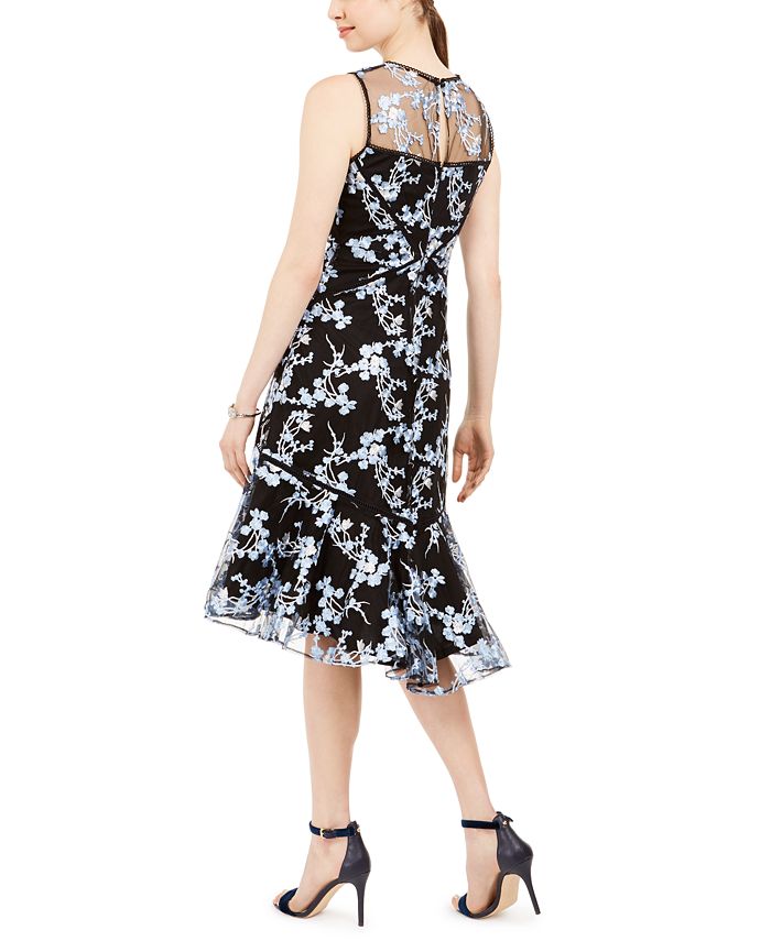 Taylor Illusion-Yoke Embroidered A-line Dress - Macy's