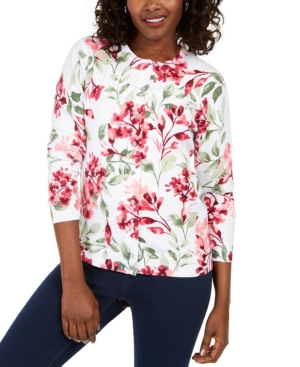 Karen Scott Simek Floral-Print Button Cardigan Created for Macy's
