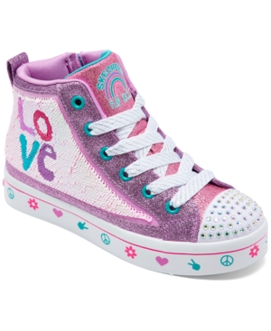 image of Skechers Big Girls Flip Kicks Twi-Lites 2.0 - Lilac Love High Top Casual Sneakers from Finish Line
