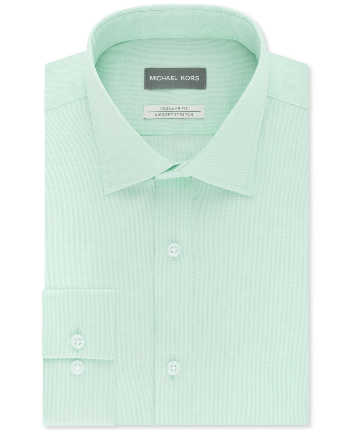 Shop Michael Kors Men's Regular Fit Airsoft Non-iron Performance Dress Shirt In Green Frost