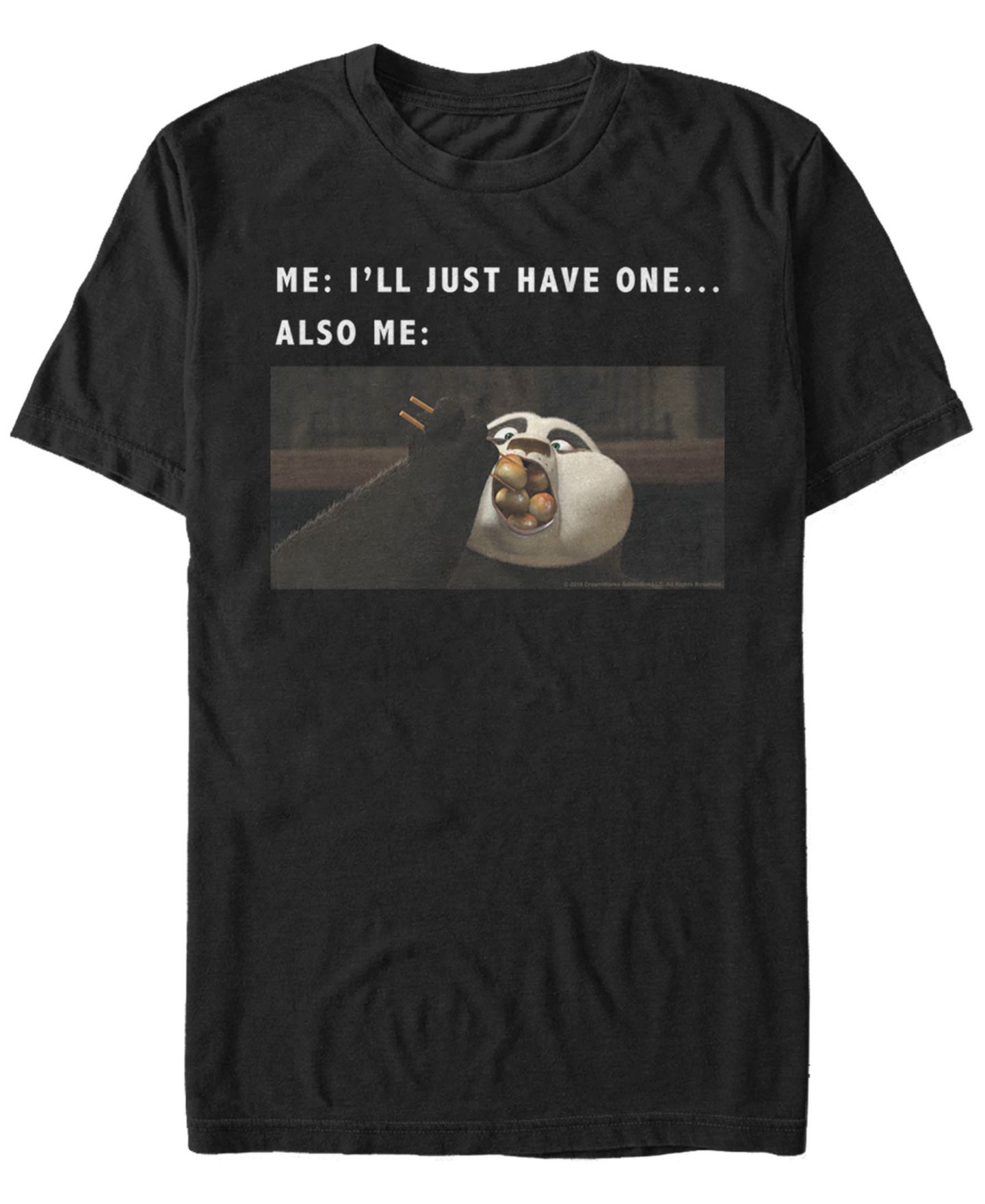 Мужская футболка Fifth Sun Kung Fu Panda Po Funny Hungry Meme Short Sleeve, цвет: Чёрный — фото 1