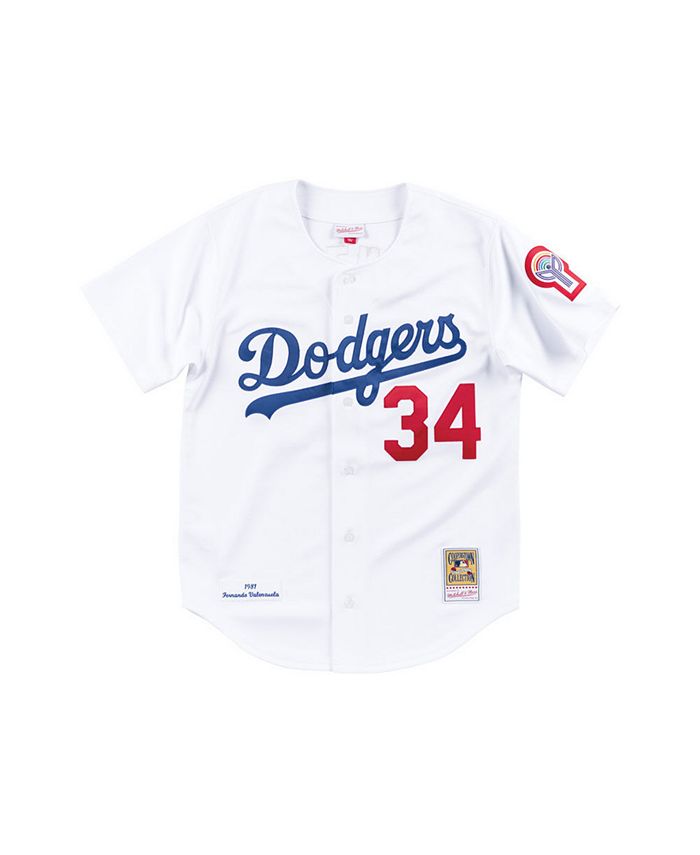 Mitchell & Ness Mens Fernando Valenzuela Dodgers Authentic Collection Jersey  In White/navy