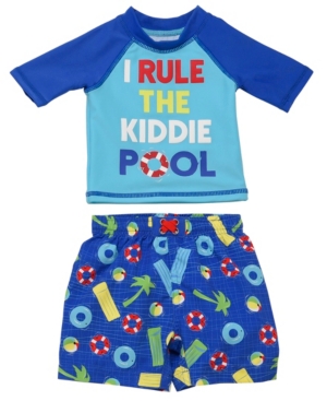 image of Wetsuit Club Infant Boys 2 Piece Rashguard Set Featuring A Fun Pool Design
