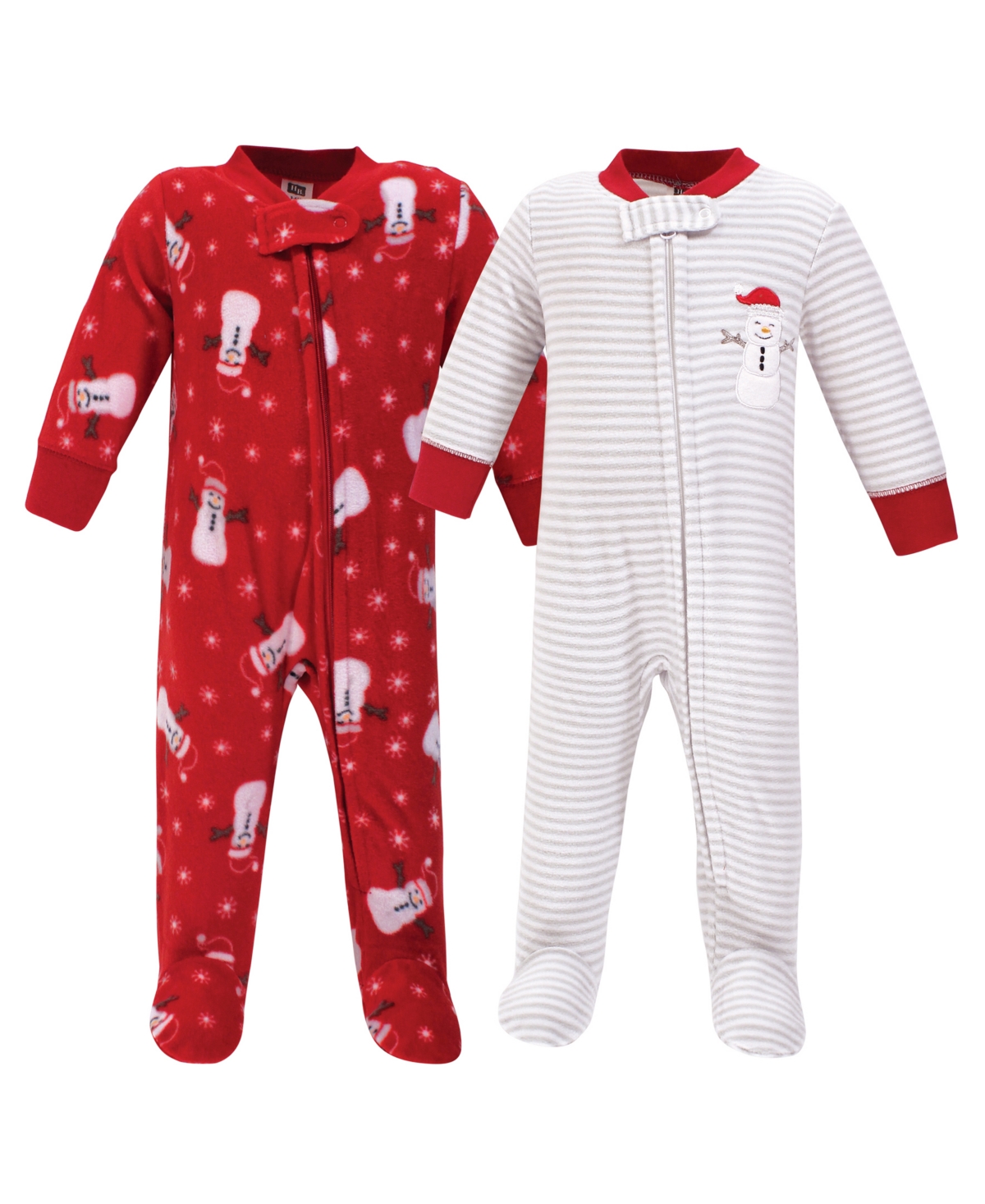 Hudson Baby Baby Boys Hudson Fleece Zipper Sleep and Play 2pk,- Santa snowman
