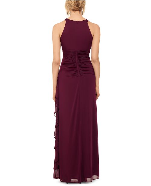 betsy & adam embellished satin gown
