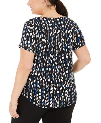Alfani Plus Size Printed Short-Sleeve Top, Created for Macy's - Macy's