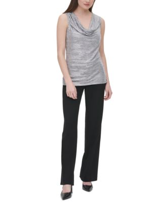 Calvin Klein - Metallic Draped Sleeveless Top