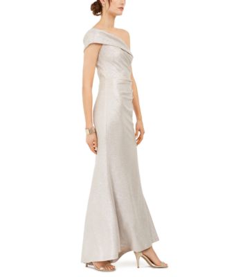 Eliza J One-Shoulder Metallic Gown - Macy's