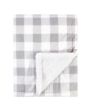 Hudson Baby Baby Girls and Boys Buffalo Print Mink Blanket with Sherpa Backing