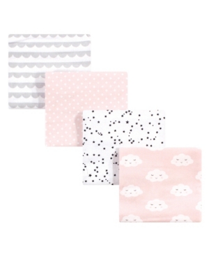 image of Hudson Baby Baby Girls Clouds Flannel Receiving Blankets, Pack of 4