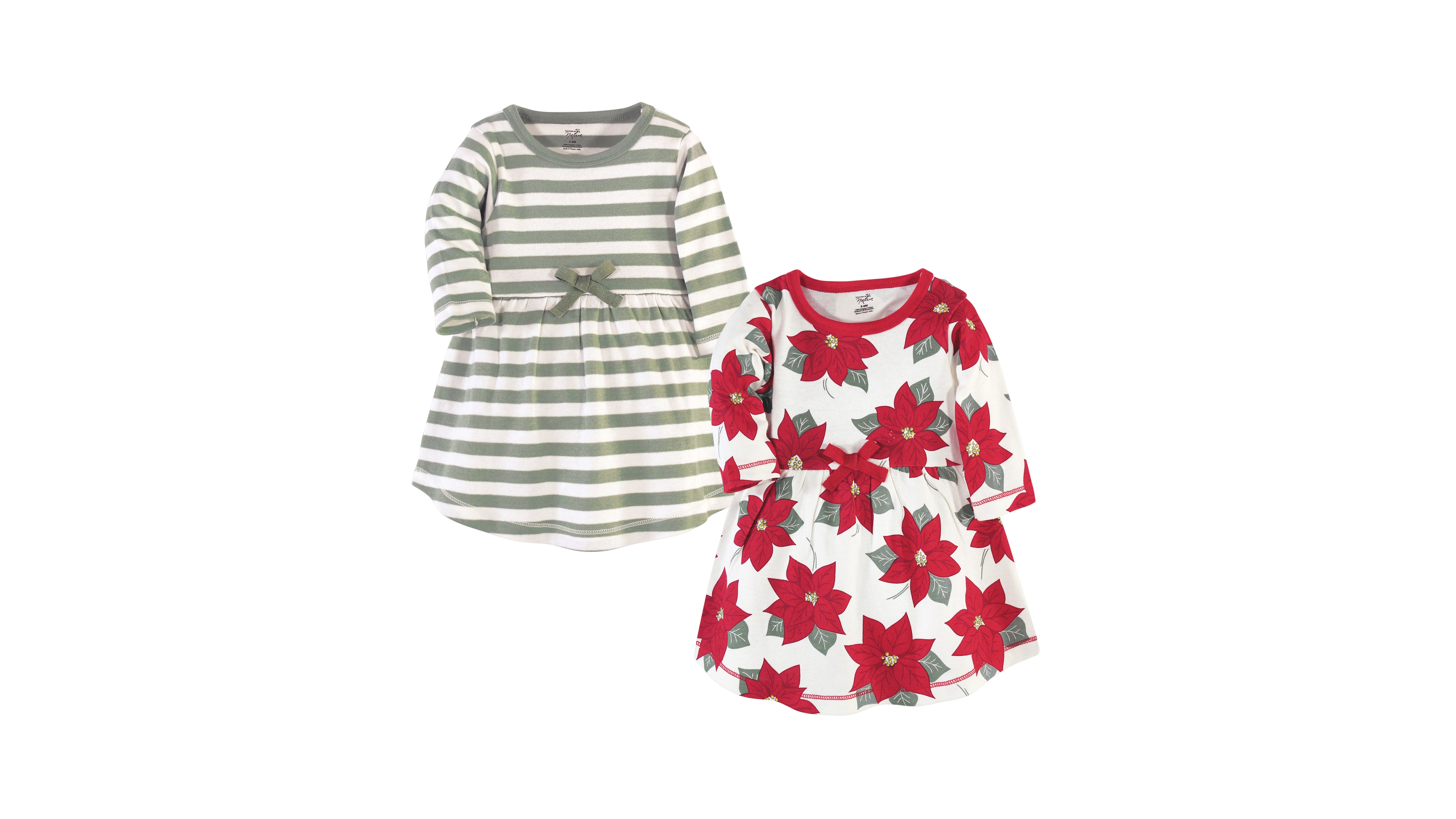 Touched by Nature Little Girls Organic Cotton Long-Sleeve Dresses 2pk