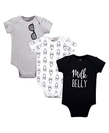 Baby Girls and Boys Milk Belly Bodysuits, Pack of 3