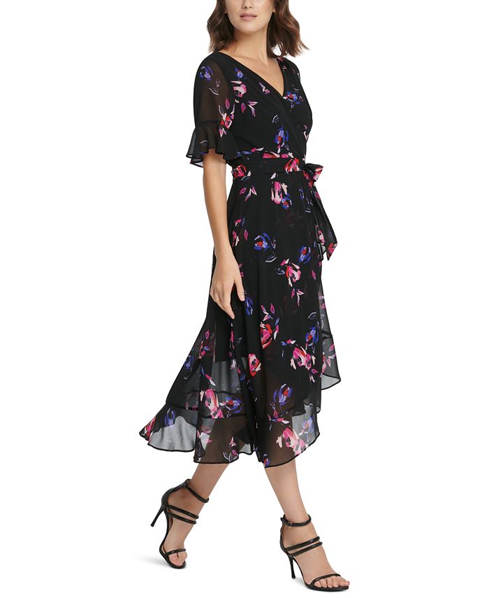 DKNY Printed High-Low Midi Dress & Reviews - Dresses - Women - Macy's