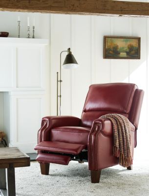 Furniture Arianlee 31.5 Leather Push Back Recliner In Springfield Red