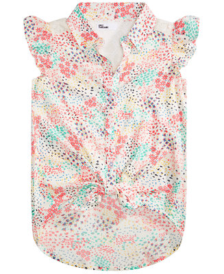 Epic Threads Big Girls Ditsy-Print Tie-Front Top, Created for Macy's ...