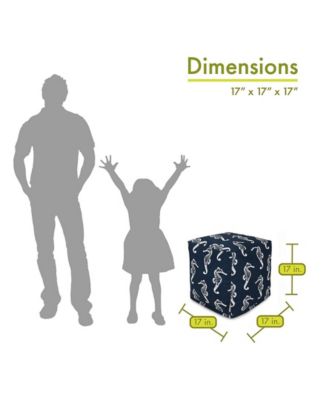 Sea Horse Ottoman Pouf Cube 17" x 17"