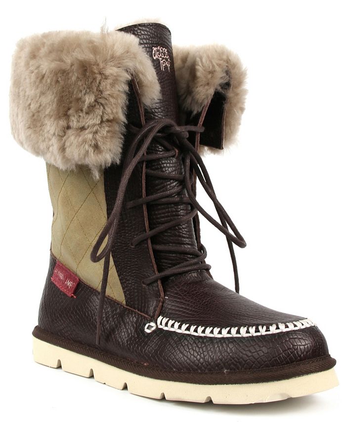 SUPERLAMB Women's Lace Up Altai Wide Calf Boots - Macy's