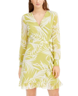 palm print wrap dress