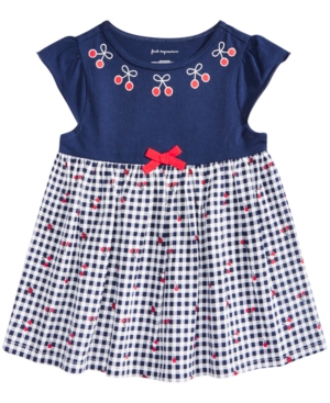 image of First Impressions Baby Girls Gingham Cherry Tunic, Created for Macy-s