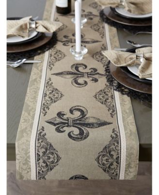 Fleur De Lis Stripe Jacquard Table Runner