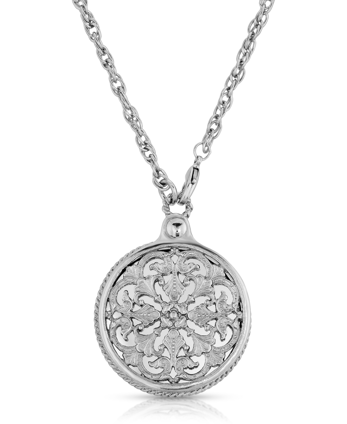 2028 Monastery Mirror Pendant Necklace In Silver-tone