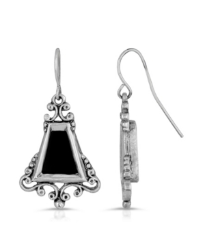 image of 2028 Semi-Precious Black Onyx Scroll Drop Earrings