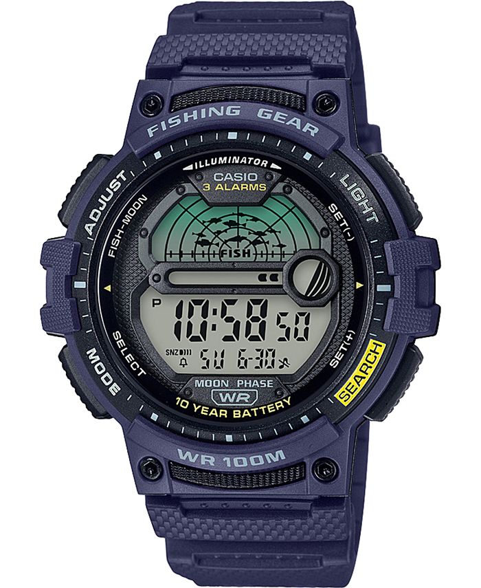 Casio - Men's Digital Fishing Gear Blue Resin Strap Watch 47mm