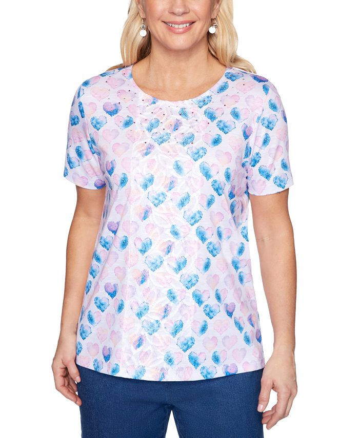 Alfred Dunner Petal Pushers Petite HeartPrint Top Macy's
