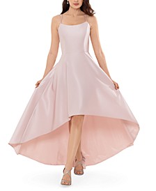 Women's Fit & Flare Thin Dual Strap High-Low Ballgown 