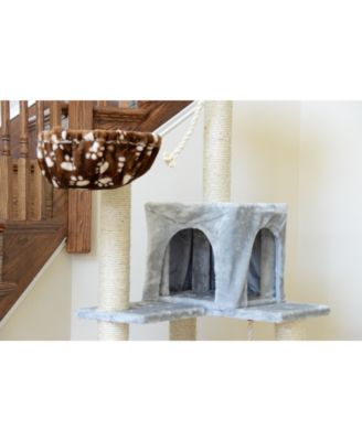 Real Wood Cat Climber Play House, A7802 Cat furniture With Playhouse, Lounge Basket