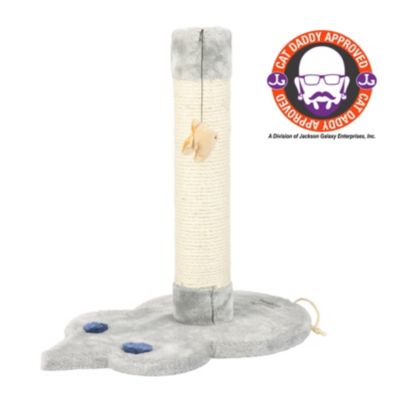 Mouse Shape Real Wood Cat Scratcher Toy with Sisal Scratching Post and Hanging Rope Toys