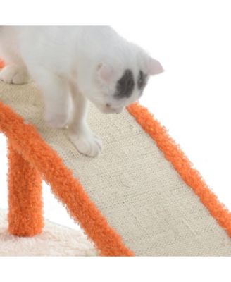 X2101 Two-Level Platform Real Wood Scratcher W Sisal Carpet Ramp