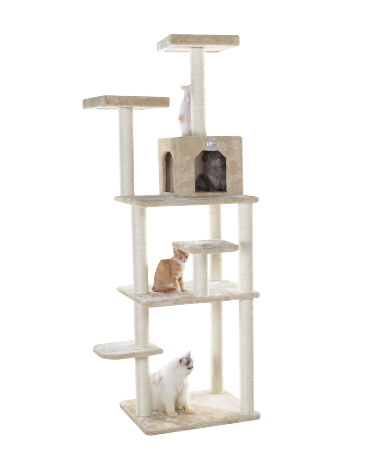 GleePet 74-Inch Real Wood Cat Tree With Seven Levels - Beige