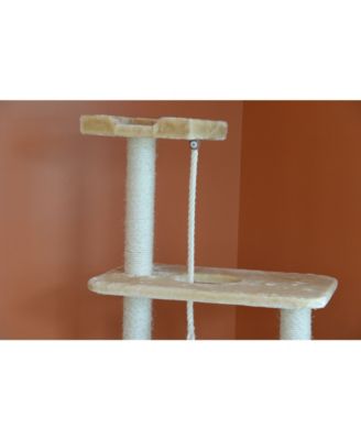 Cats Natural Sisal Posts Tower, Real Wood Scratching Tree For Cats, 58inch Height Beige Condo A5801
