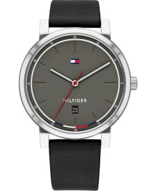 Men's Black Leather Strap Watch 43mm 