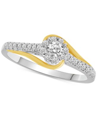 Diamond Halo Two-Tone Engagement Ring (1/3 ct. t.w.) in 14k Gold