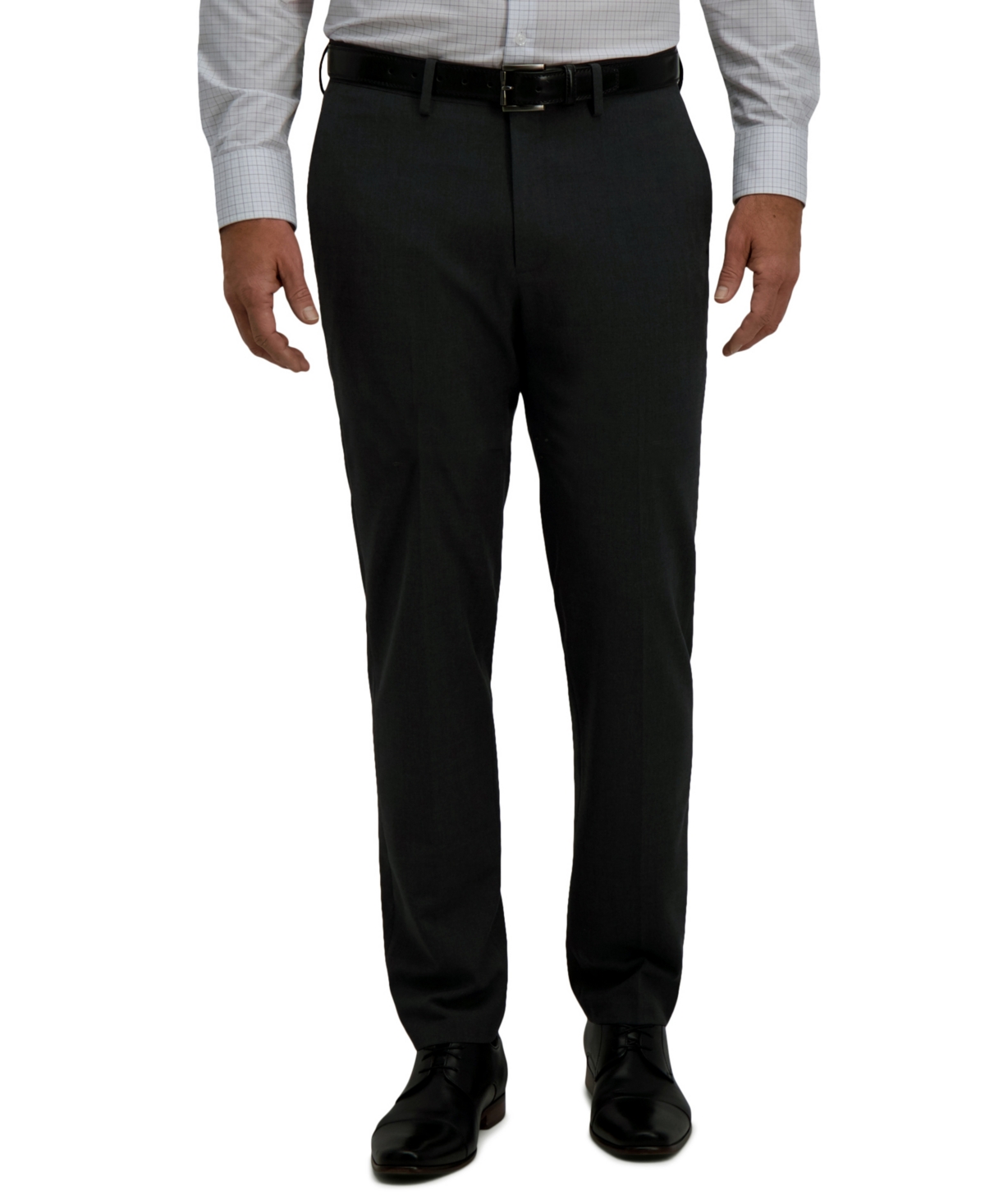 J.m. Haggar Men's 4-Way Stretch Glen Plaid Slim Fit Flat Front Dress Pant - Dark Grey