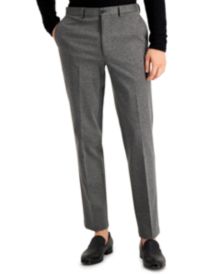 Men's Slim-Fit Stretch Gray Knit Suit Pants