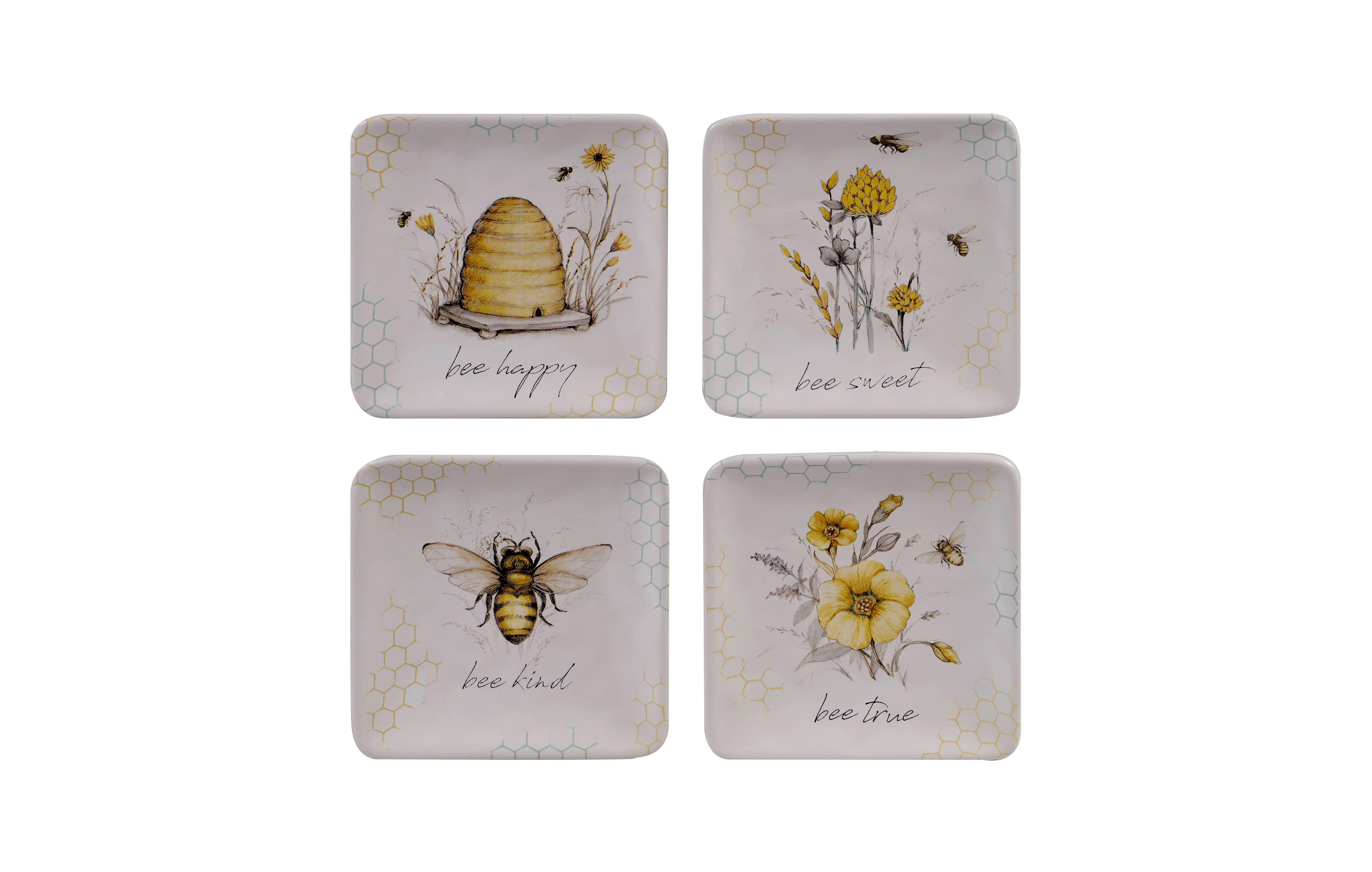Certified International Bee Sweet 4-Pc. Canape Plates asst.