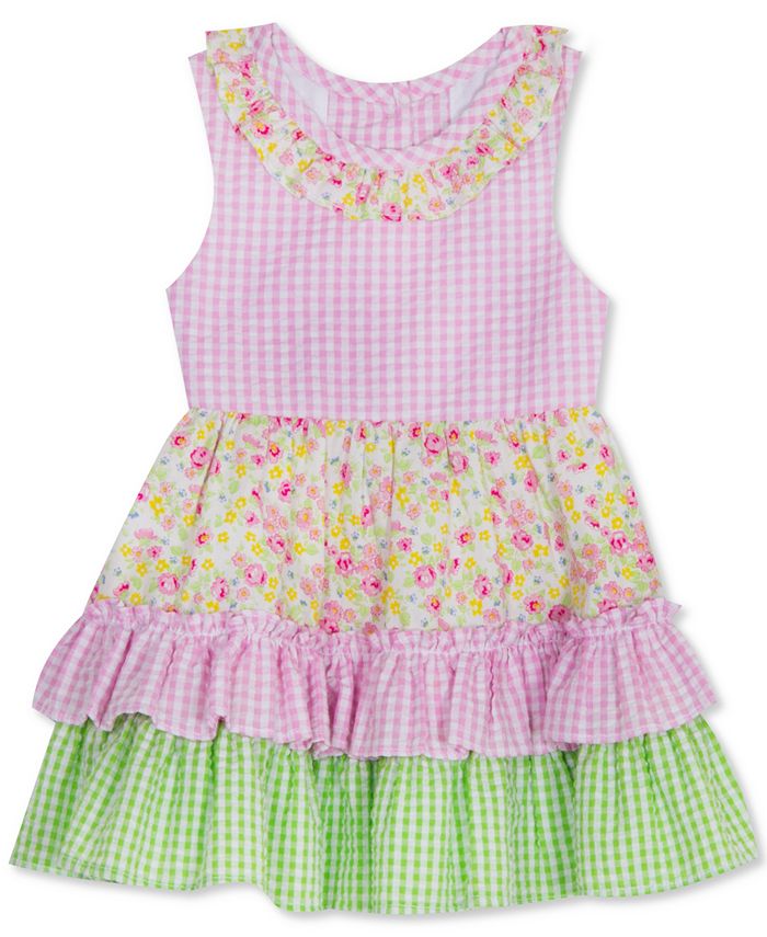 Rare Editions Little Girls Tiered Ruffles Seersucker Dress - Macy's