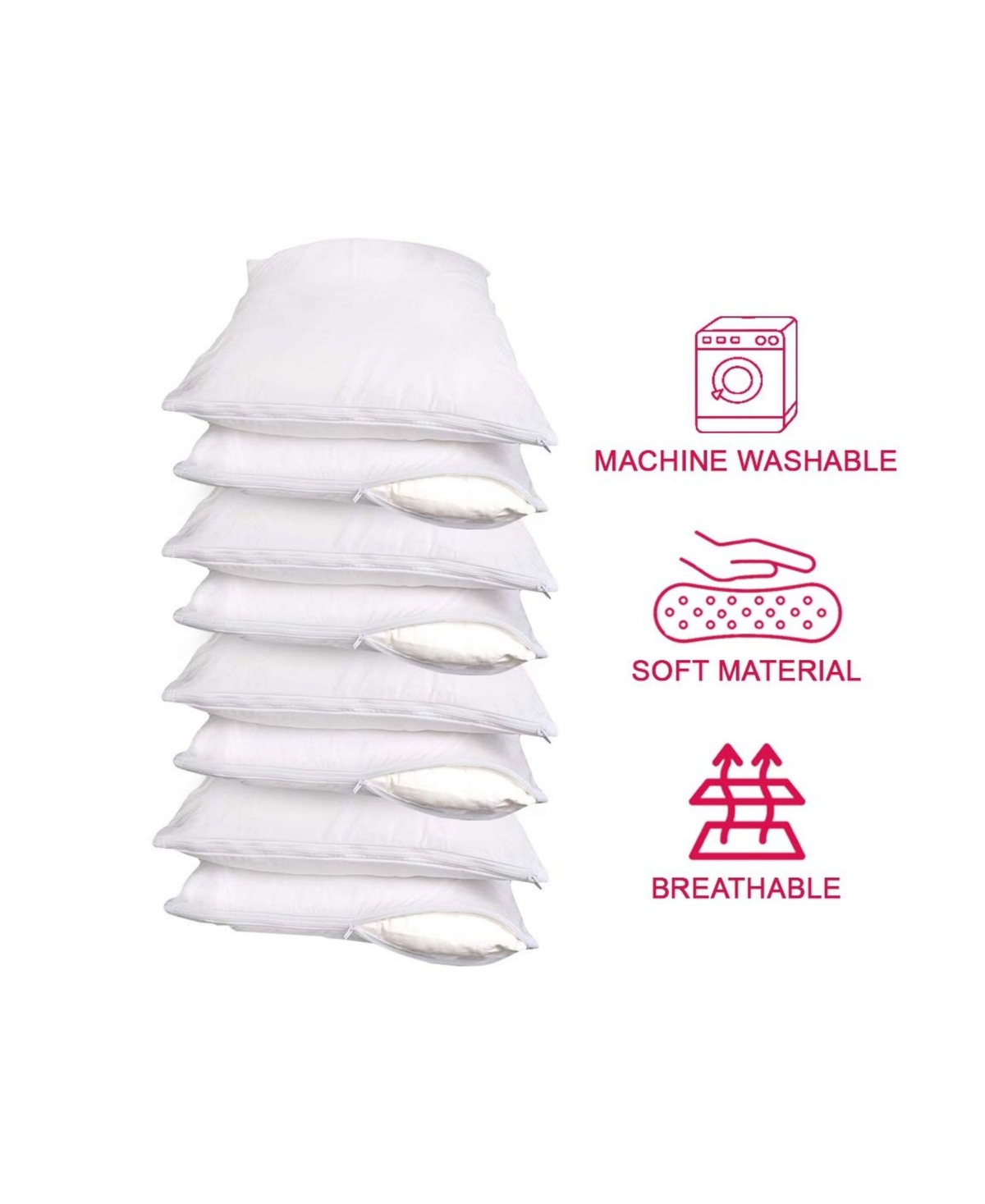 Guardmax Waterproof Zippered Pillow Protector - Size - 8 Pack