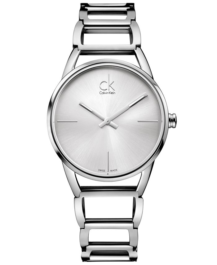 Calvin Klein Watch, Women's Swiss Stately Stainless Steel Bracelet 34mm ...