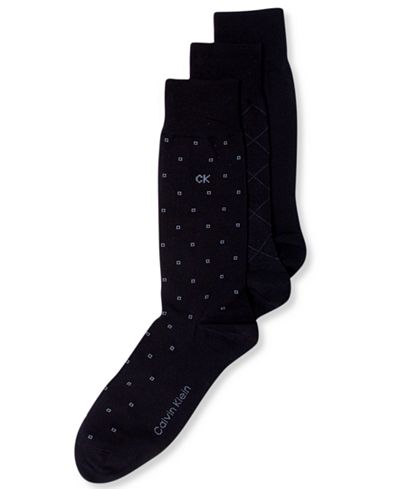Calvin Klein Men's Socks, Fashion Geometric Crew 3 Pack - Socks - Men ...
