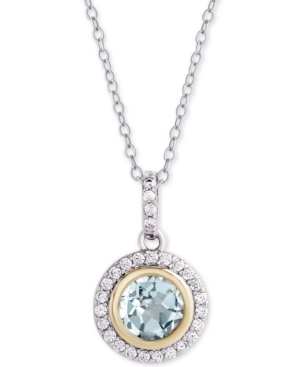 image of Blue Topaz (1-1/2 ct. t.w.) & Cubic Zirconia Halo 18