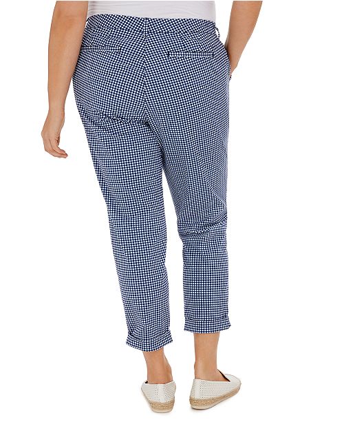 Tommy Hilfiger Plus Size Hampton Gingham Cuffed Pants, Created for Macy ...