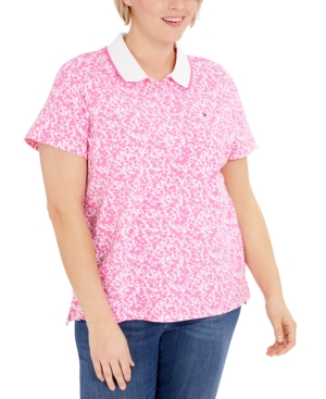 Tommy Hilfiger Plus Size Floral-Print Polo Top Created for Macy's