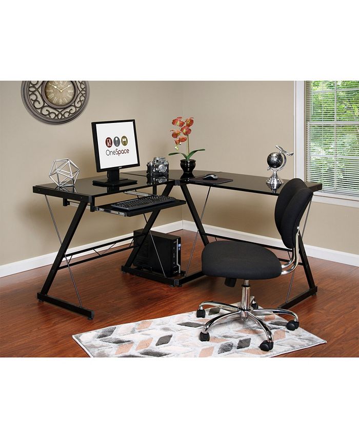 OneSpace Ultramodern Glass LShape Desk Macy's