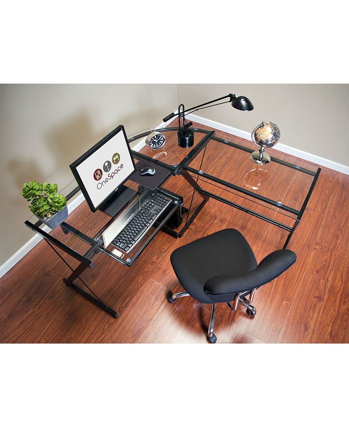 OneSpace Ultramodern Glass LShape Desk Macy's